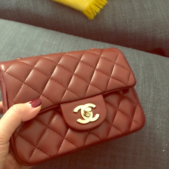 CHANEL Handbags - Burgundy Chanel Square Mini in Lambskin with GHW